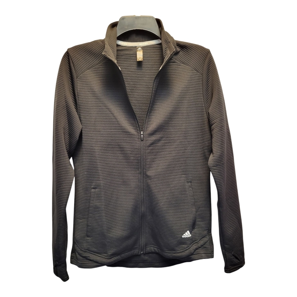 Adidas Golf Black Utility Jacket with Quarter-Zip and Standing Collar - M